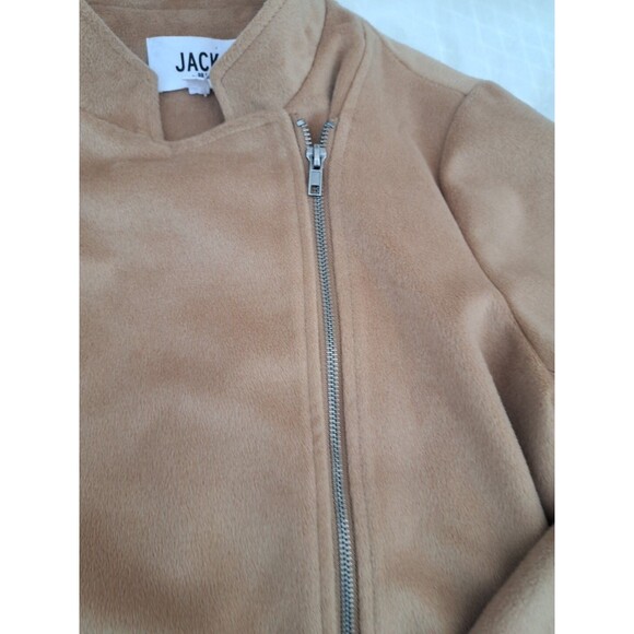 Jack By BB Dakota Womens Long Coat Jacket Asymmetrical Full Zip Tan SOFT M - Picture 3 of 7